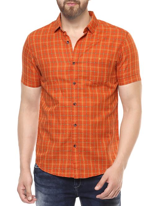 orange cotton casual shirt - 14504735 - Standard Image - 0