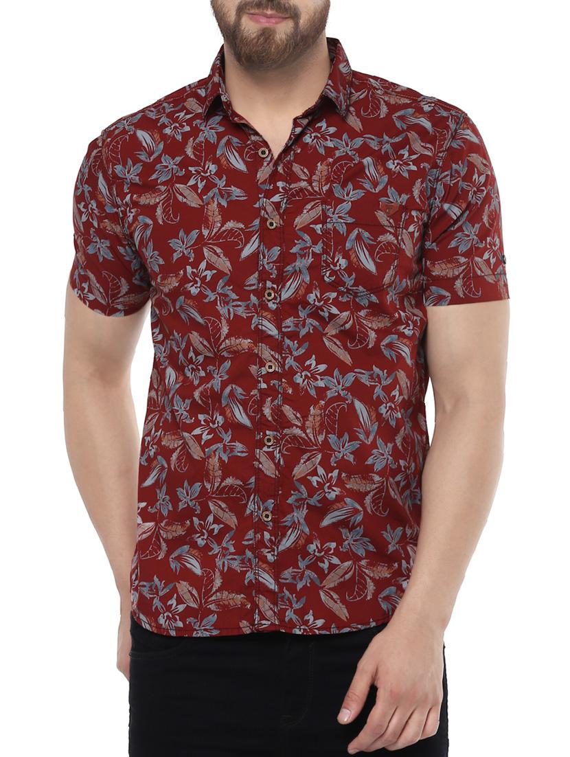 red cotton casual shirt - 14504746 -  Zoom Image - 0