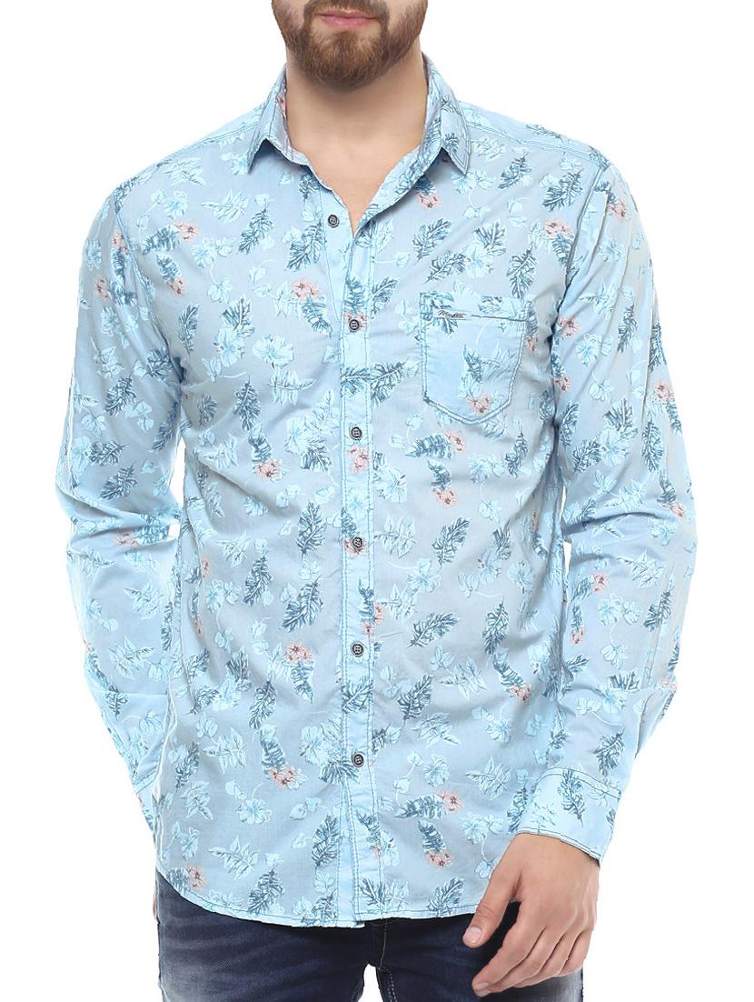 light blue cotton casual shirt - 14504771 - Zoom Image - 0