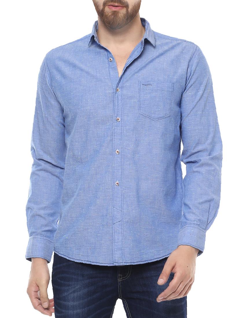 blue cotton casual shirt - 14504773 - Zoom Image - 0