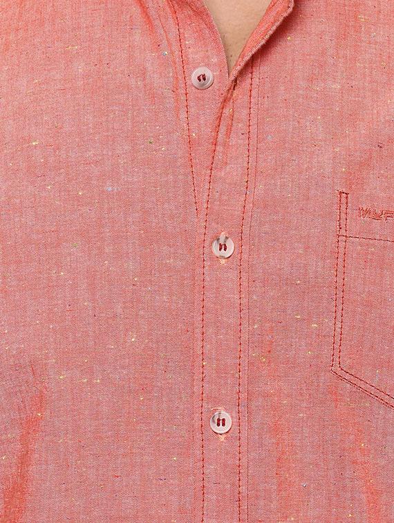 orange cotton casual shirt - 14504774 - Standard Image - 3