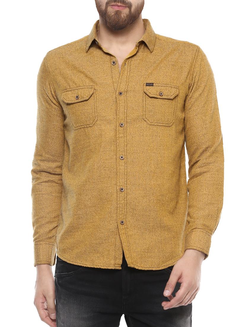yellow cotton casual shirt - 14504777 - Zoom Image - 0