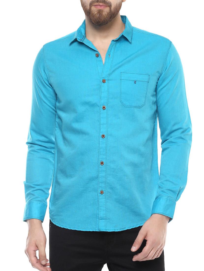 light blue cotton casual shirt - 14504782 - Zoom Image - 0