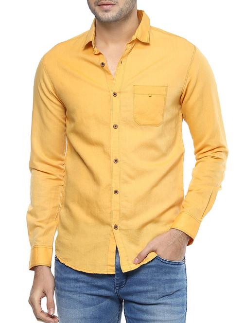 yellow cotton casual shirt - 14504783 -  Standard Image - 0