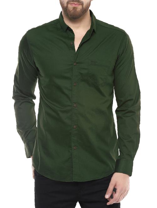 green cotton casual shirt - 14504858 -  Standard Image - 0