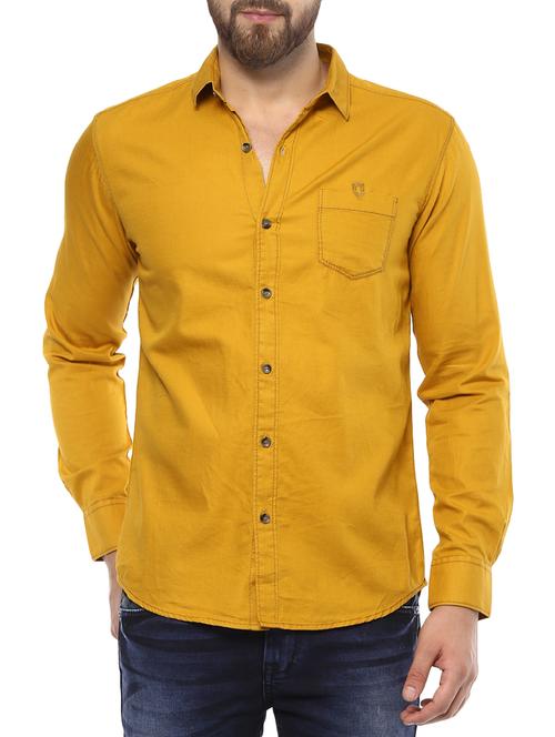 yellow cotton casual shirt - 14504870 - Standard Image - 0