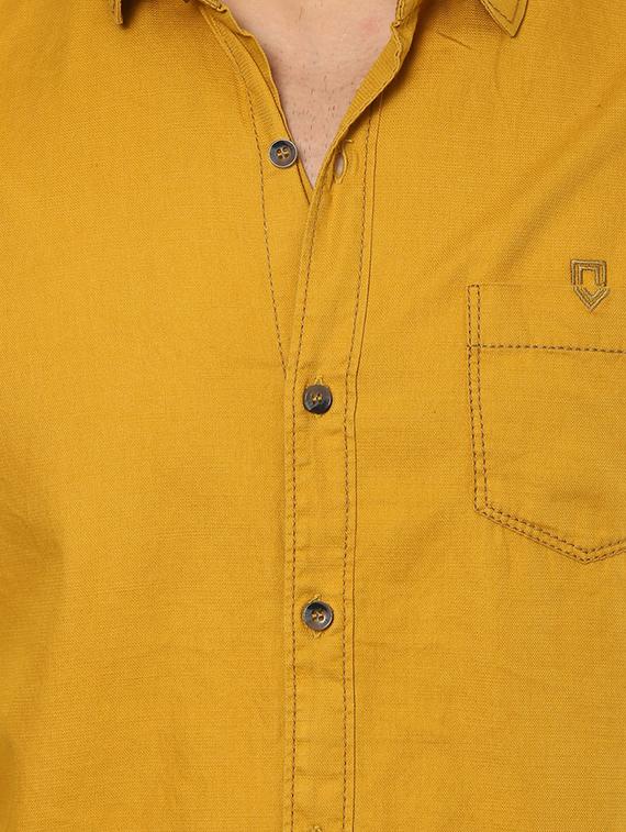 yellow cotton casual shirt - 14504870 - Standard Image - 3