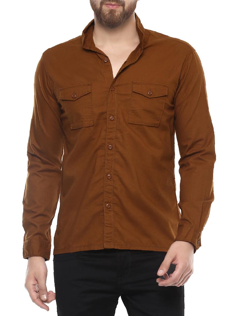 brown cotton casual shirt - 14504903 -  Zoom Image - 0