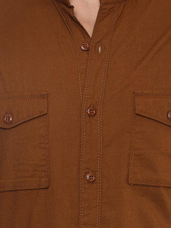 brown cotton casual shirt - 14504903 - Standard Image - 3