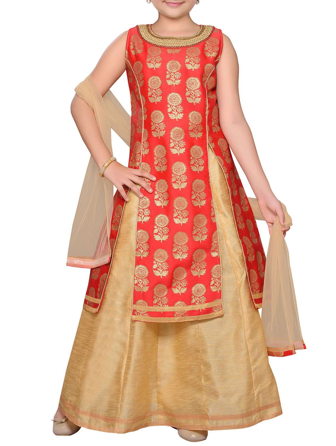 orange silk blend lehnga choli - 14505816 -  Zoom Image - 0