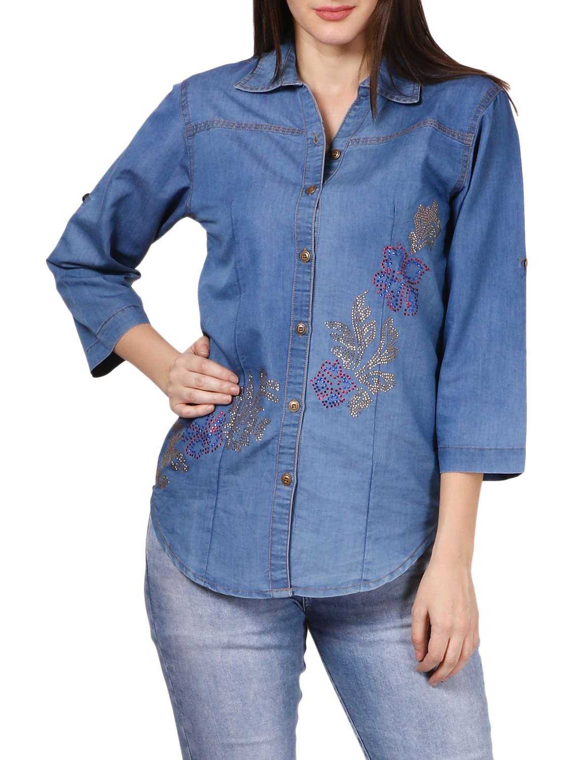 blue denim shirt