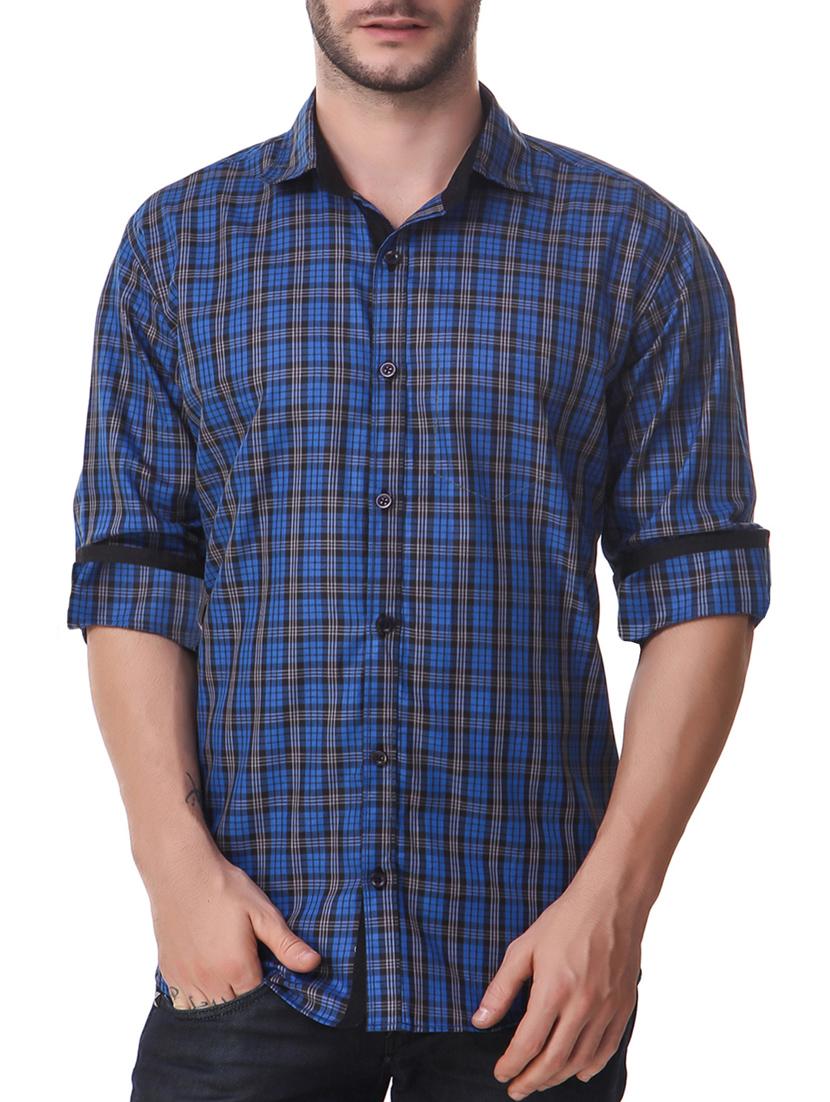 blue cotton casual shirt - 14510369 -  Zoom Image - 0