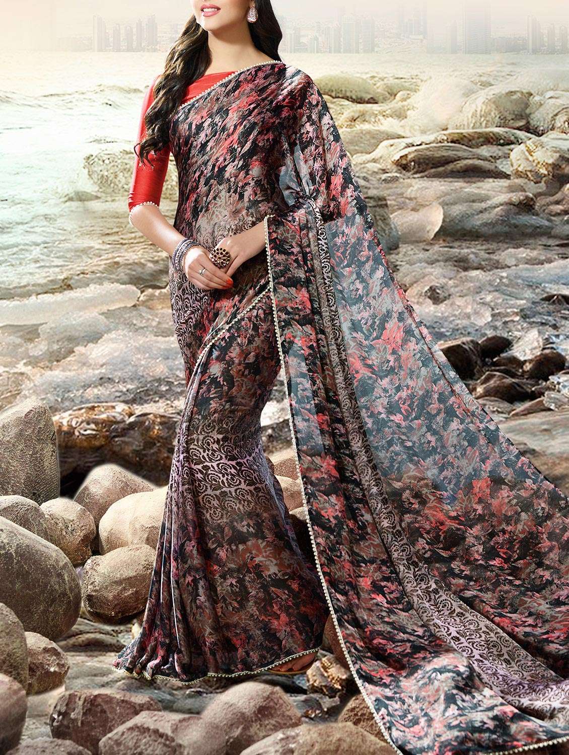 women's floral multi colored saree