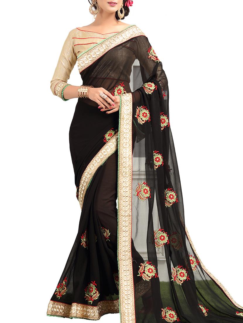 black embroidered saree with blouse