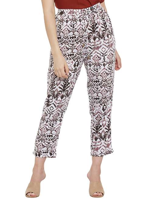 white printed cotton trouser - 14518712 - Standard Image - 0