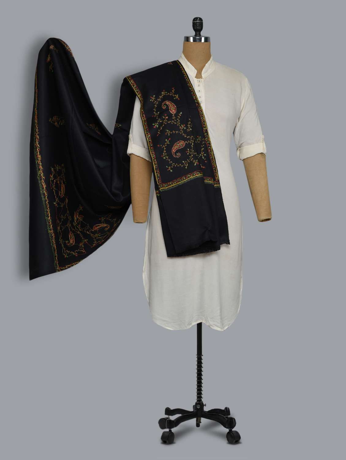 black embroidered shawl