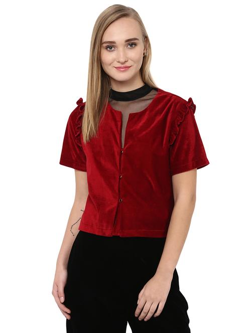 solid red velvet top - 14527716 - Standard Image - 0