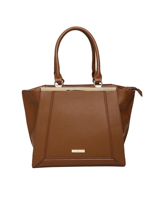 brown leatherette regular handbag - 14530332 - Standard Image - 0