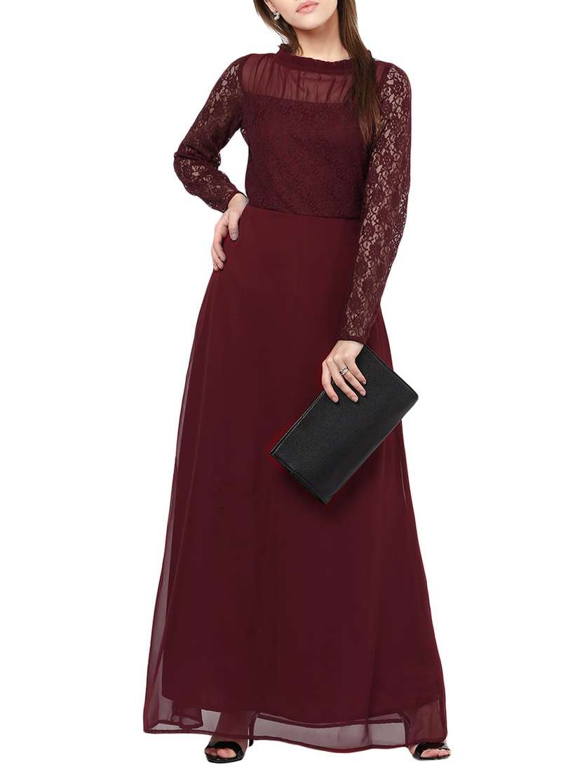 lace detail flared maxi dress 