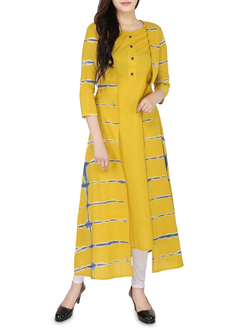 shibori printed layered kurta