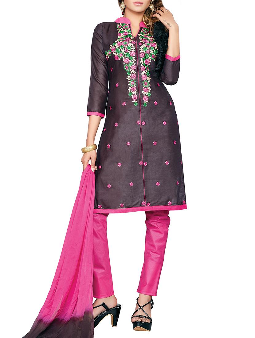 embroidered unstitched churidaar suit - 14550315 - Zoom Image - 0