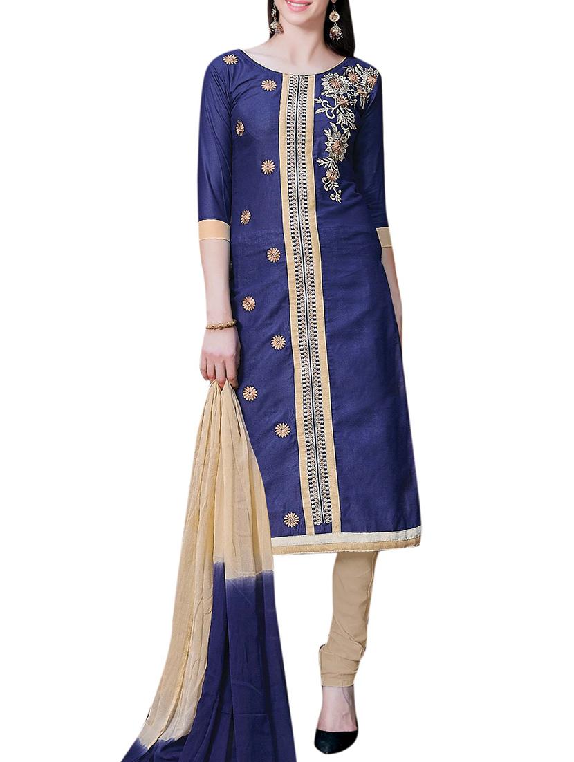 embroidered unstitched churidaar suit - 14550637 -  Zoom Image - 0