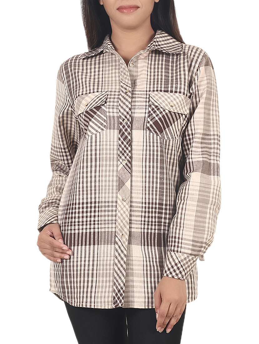 brown checkered shirt