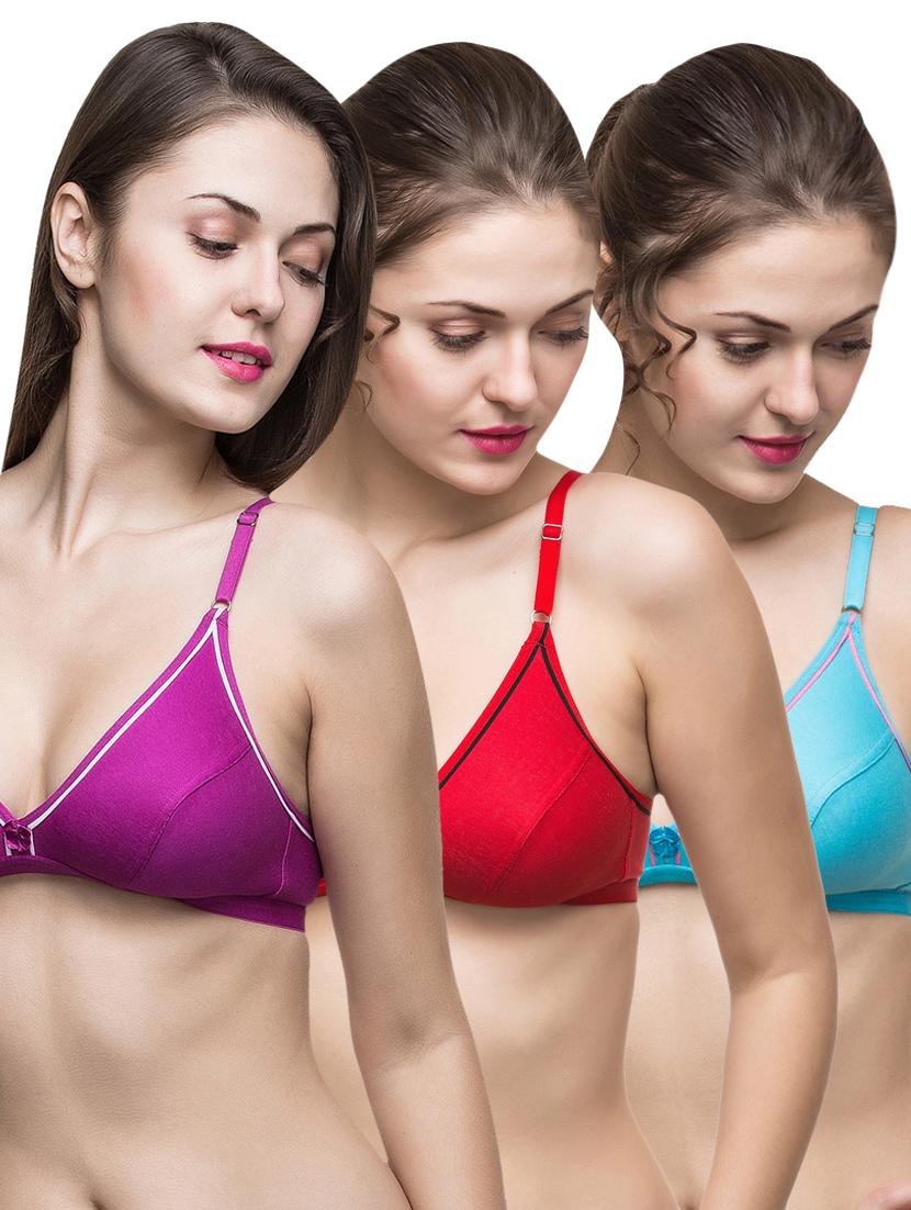 set of 3 bow patch bra - 14554143 - Zoom Image - 0