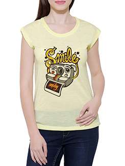 Yoga Pants And Tee - Buy Yellow Tees with Blue Sports Scrapbook Look by