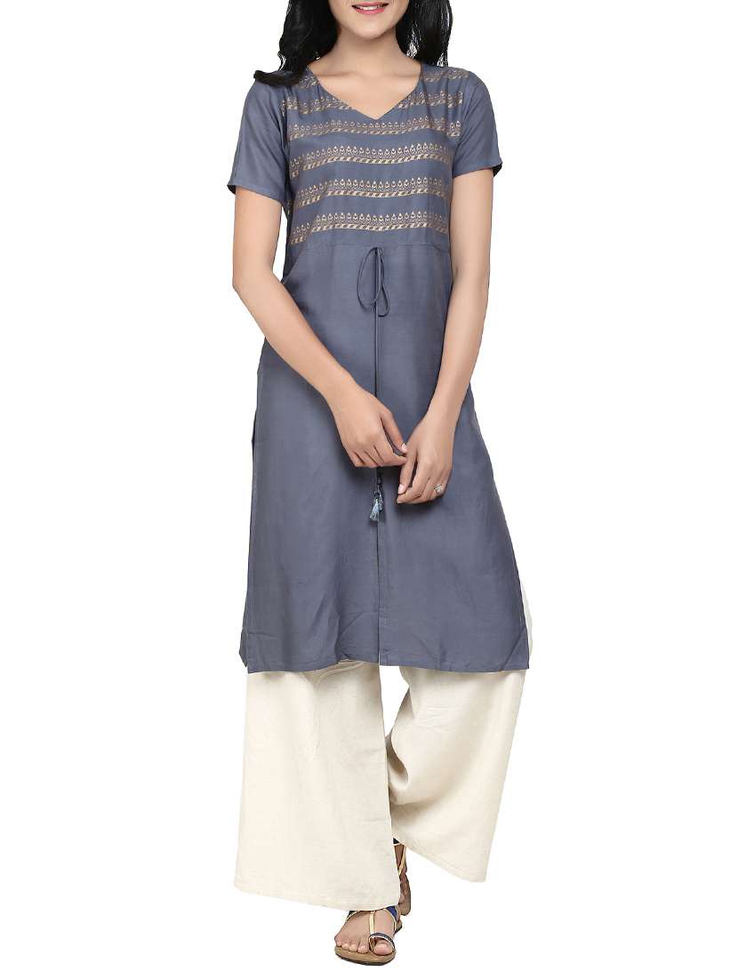 grey viscose straight kurta