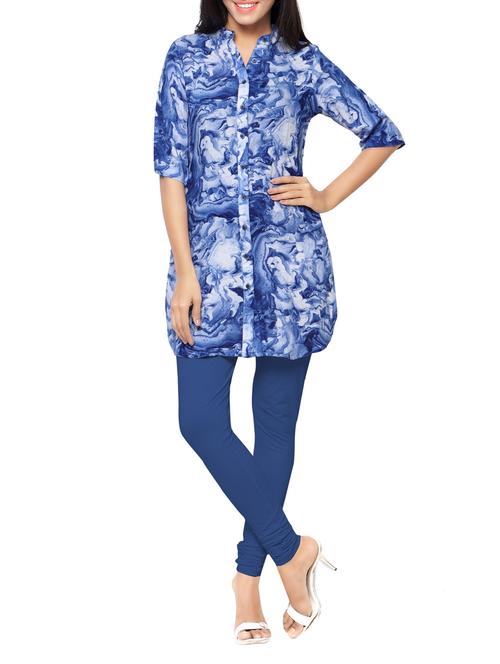 blue rayon high-low kurta - 14559462 - Standard Image - 0
