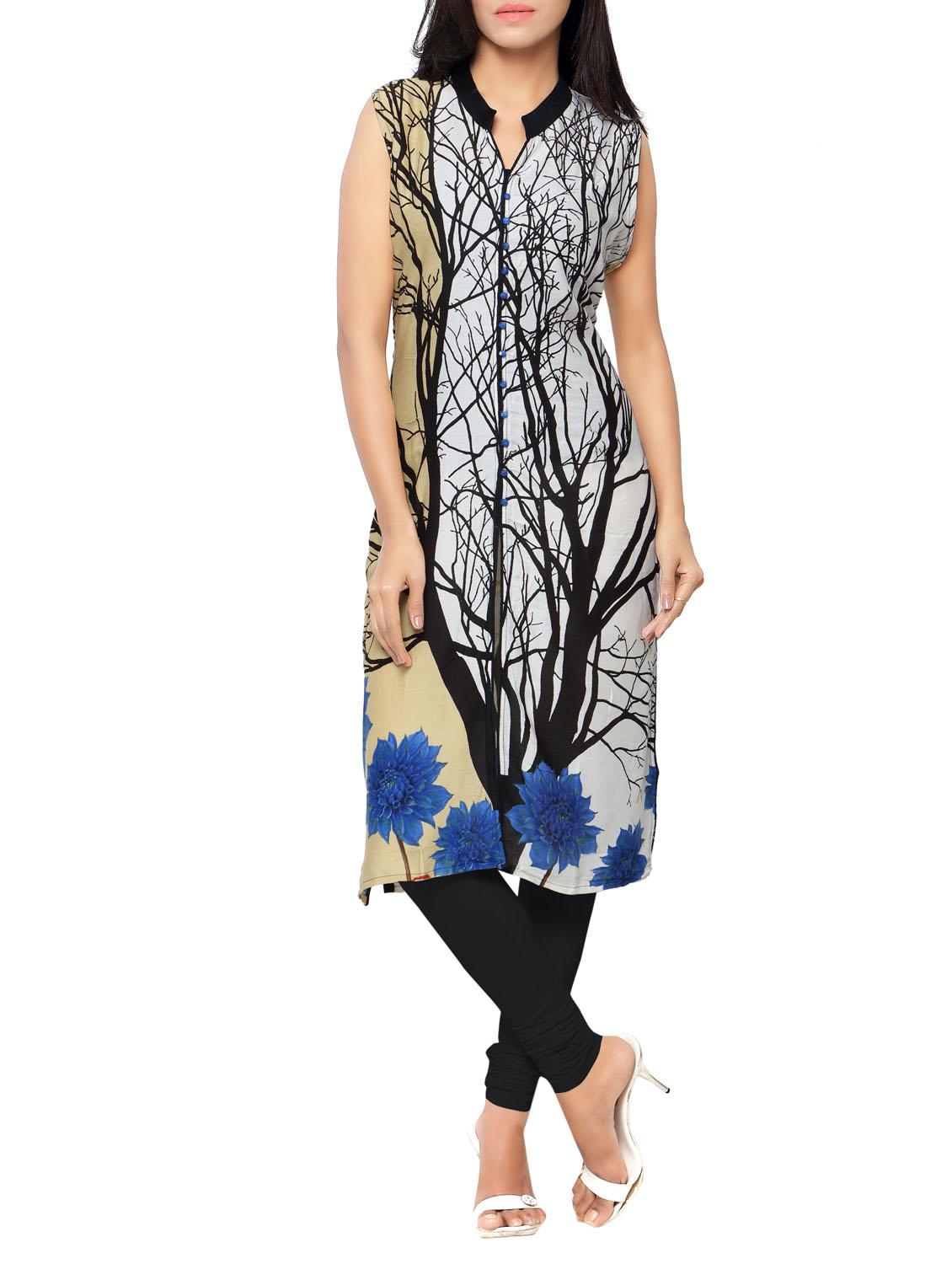 multicolored rayon straight kurta - 14559474 - Zoom Image - 0