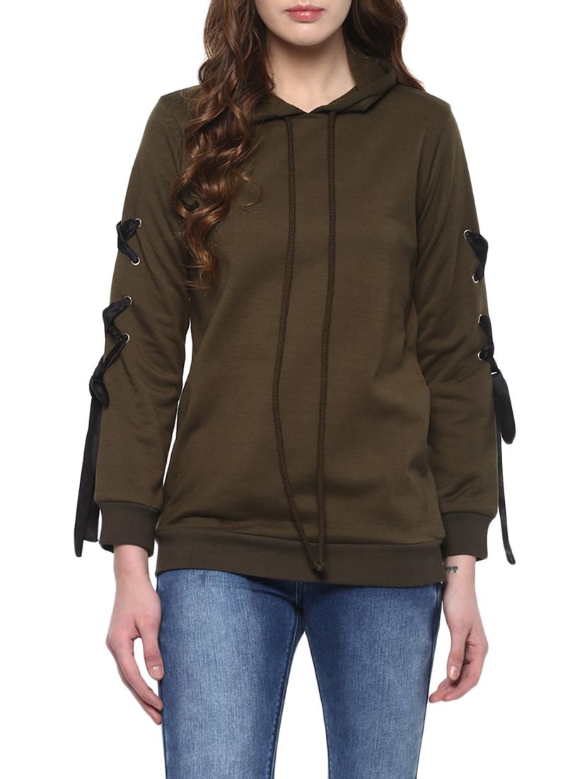green fleece hooded sweatshirt - 14559882 -  Zoom Image - 0