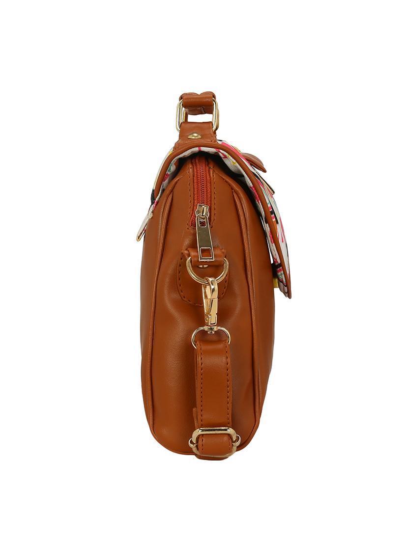 tan leatherette (pu) sling bag - 14562493 - Standard Image - 3