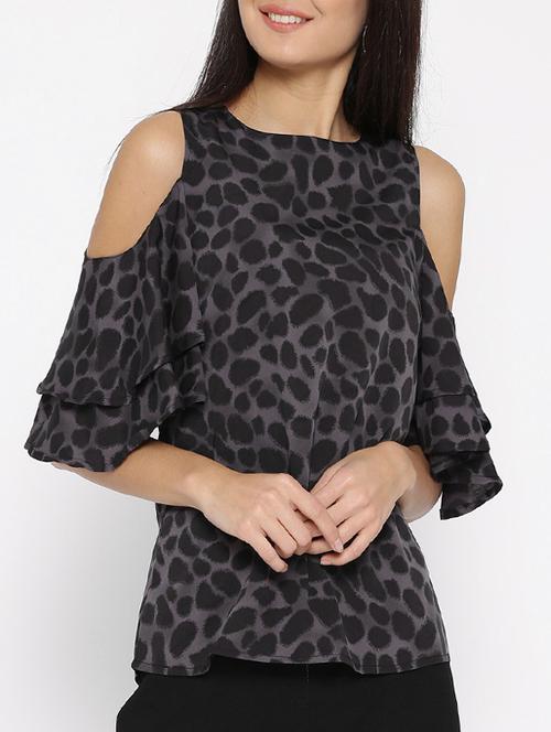 black printed crepe top - 14562653 -  Standard Image - 0