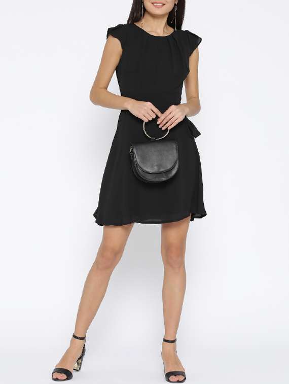 solid black belted dress
