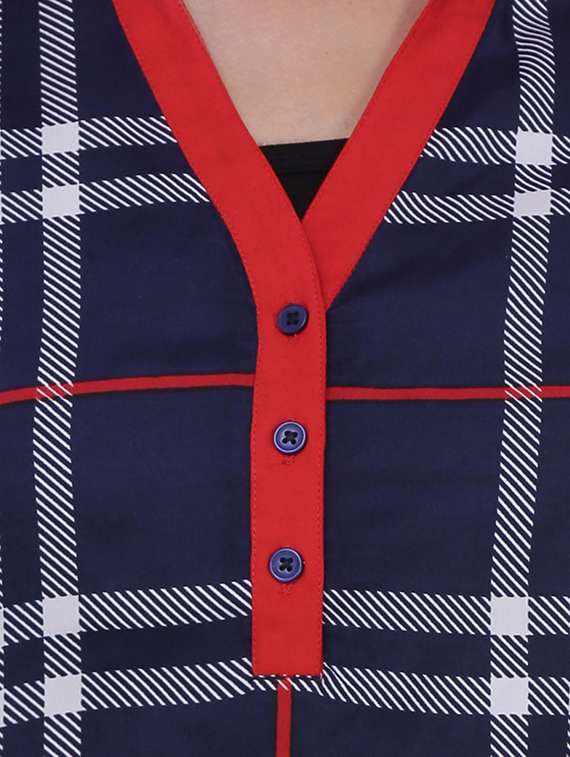 navy blue checkered top - 14563392 -  Standard Image - 3