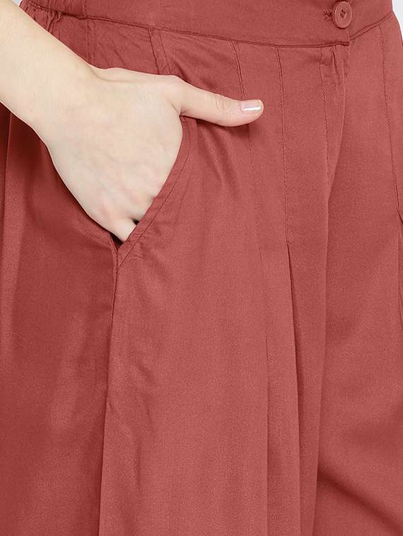 brown rayon palazzo - 14563419 -  Standard Image - 3