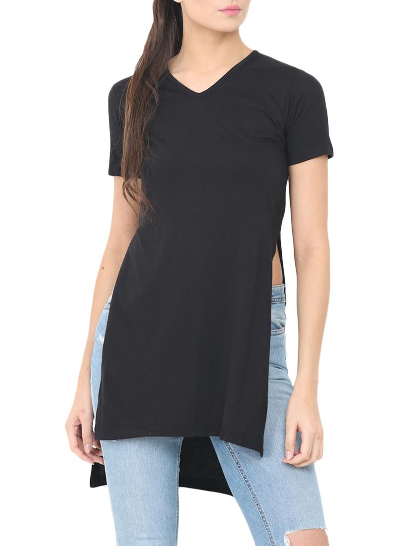 solid black asymmetric tunic - 14564705 - Zoom Image - 0