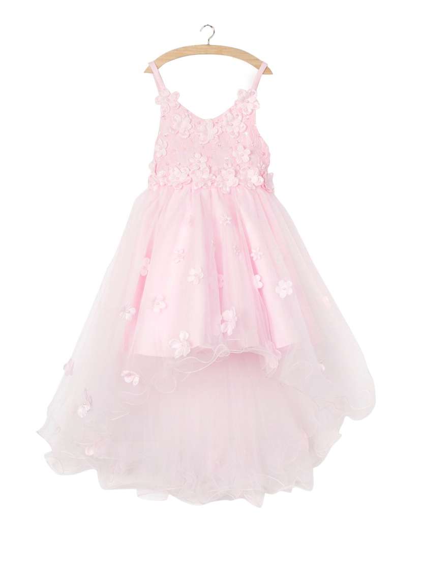 pink net party gown
