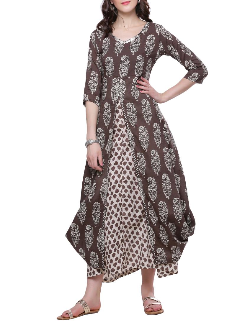 cowl printed ethnic dress - 14568207 -  Zoom Image - 0