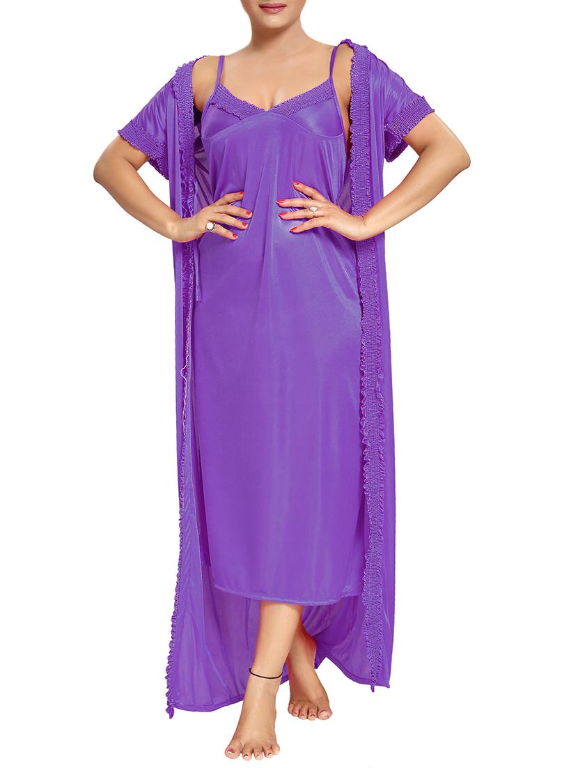 purple satin nightwear set - 14574195 - Zoom Image - 0