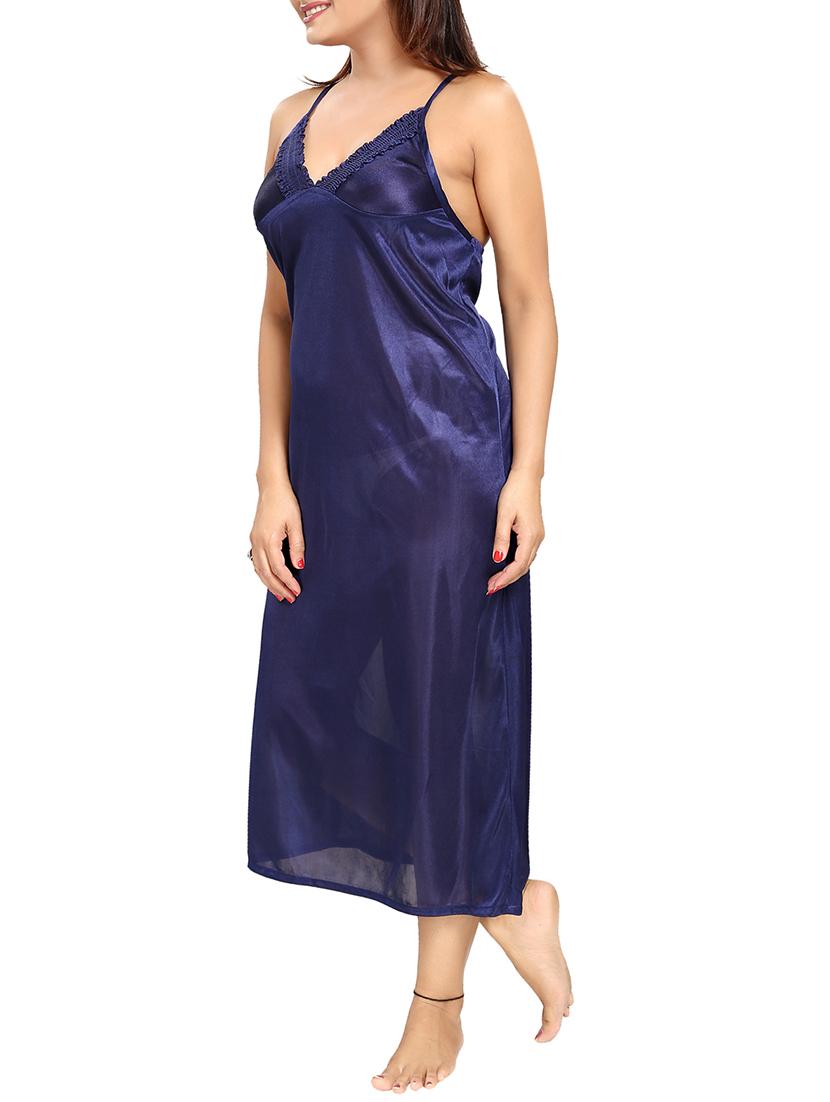 navy blue satin nightwear set - 14574198 - Standard Image - 3