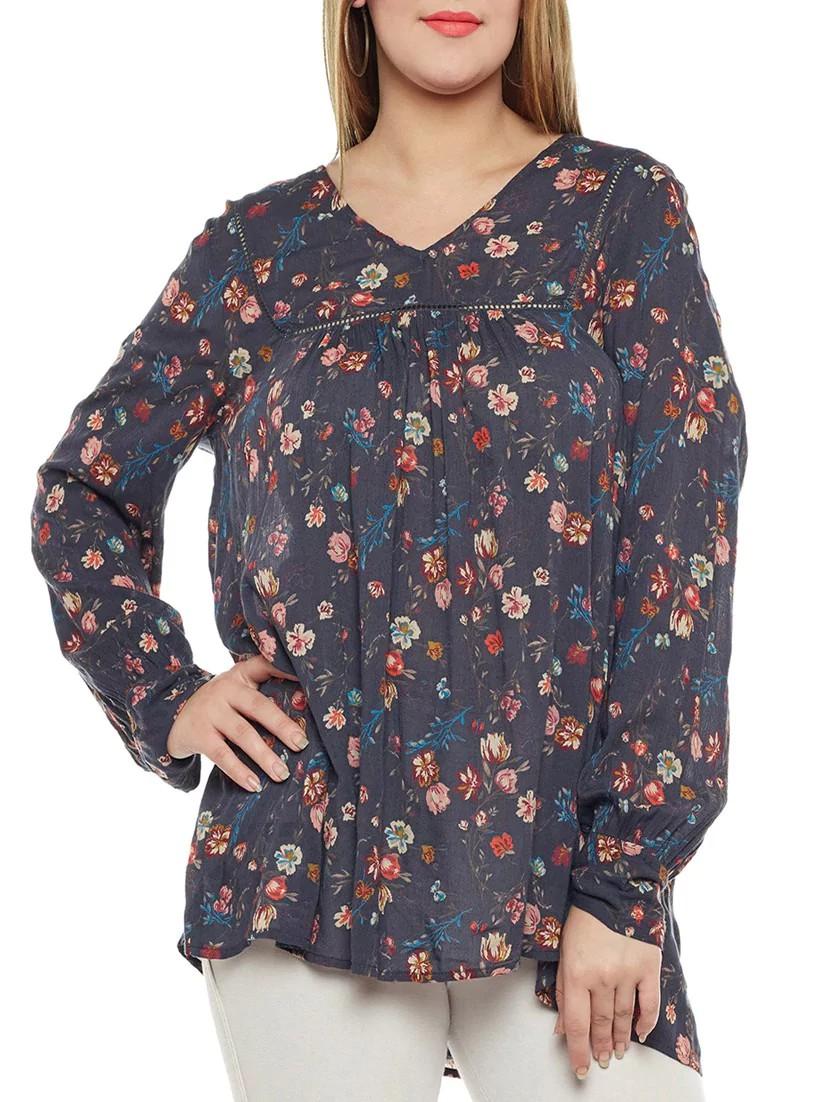 grey viscose plus top - 14578443 -  Zoom Image - 0