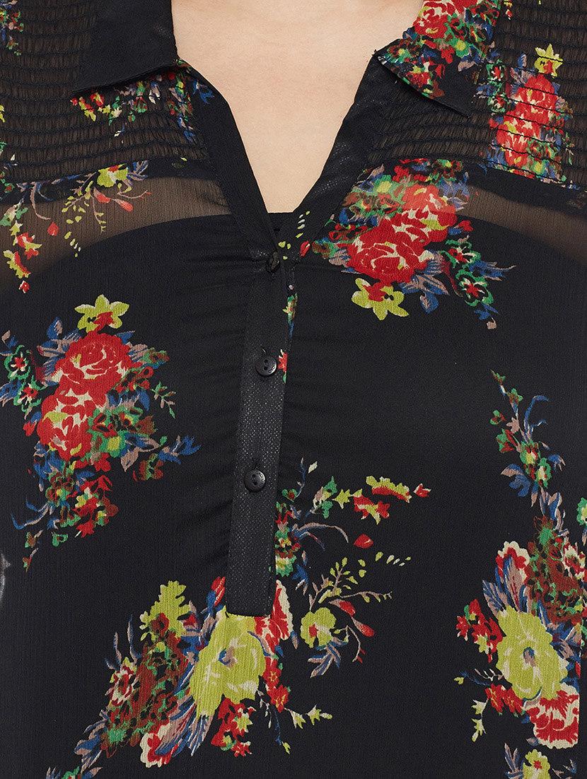 black printed plus top - 14578447 - Standard Image - 3