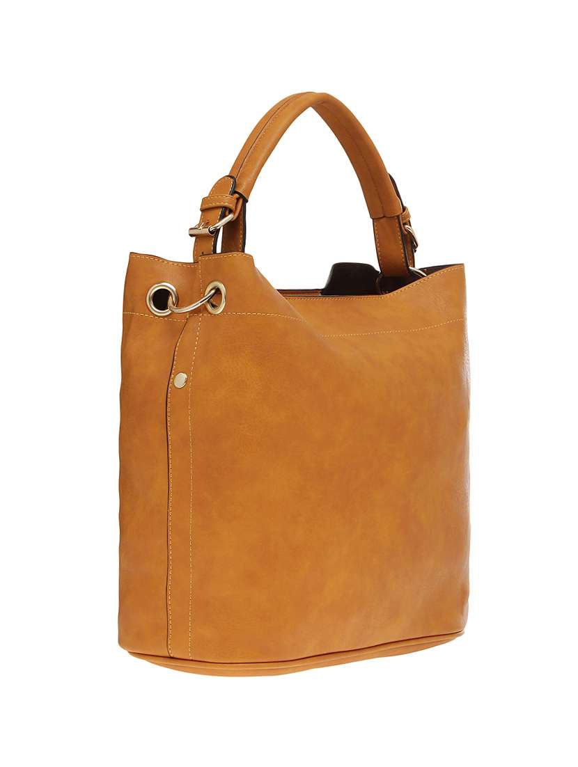 tan leatherette regular handbag - 14584190 - Standard Image - 3