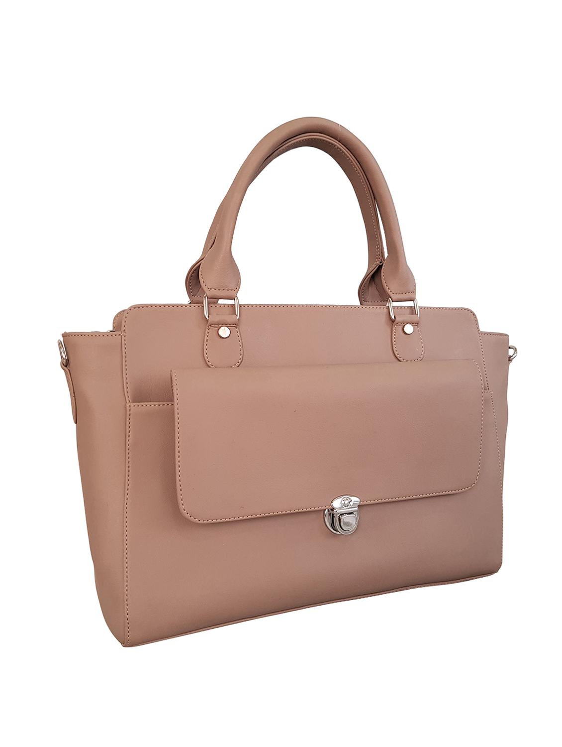 brown leatherette regular handbag - 14585396 - Standard Image - 3