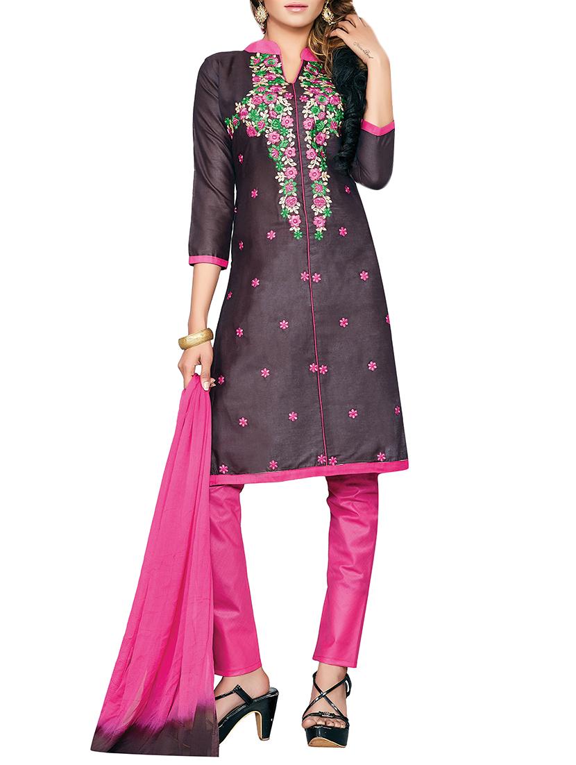 embroidered unstitched straight pant suit - 14585459 -  Zoom Image - 0