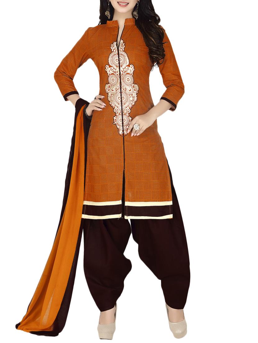 embroidered unstitched salwar suit - 14585461 -  Zoom Image - 0