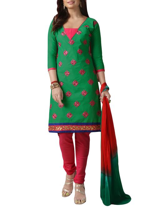embroidered unstitched churidaar suit - 14585466 -  Standard Image - 0